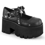 Ashes-33 Black Vegan Leather Zapatos Demonia - Image 2