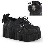 Creeper-212 Zapatos Demonia Black Vegan Leather-Lace - Image 2