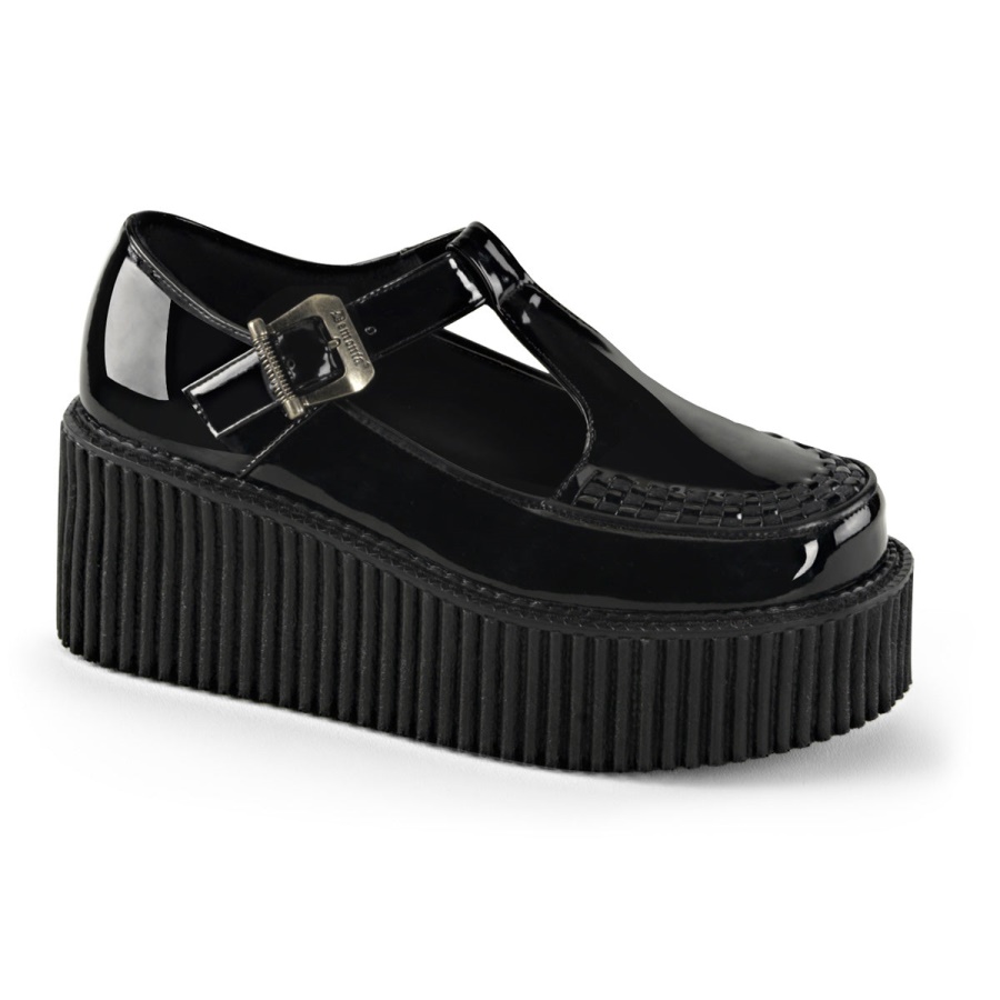 creeper_214_black_patent_zapatos_demonia.jpg Creeper-214 Black Patent Zapatos Demonia - Image 1