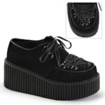 Creeper-216 Zapatos Demonia Black Vegan Suede - Image 2