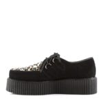 Creeper-400 Zapatos Demonia Black Suede-Cheetah Fur - Image 4