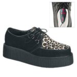 Creeper-400 Zapatos Demonia Black Suede-Cheetah Fur - Image 6