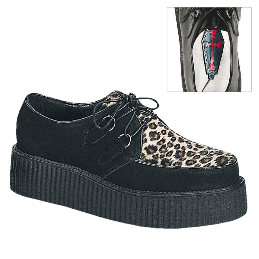 creeper_400_zapatos_demonia_black_suede_cheetah_fur.jpg Creeper-400 Zapatos Demonia Black Suede-Cheetah Fur - Image 1