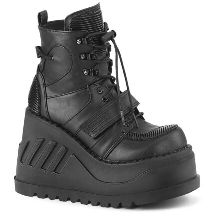 Demonia Colombia Black Vegan Leather Stomp-13
