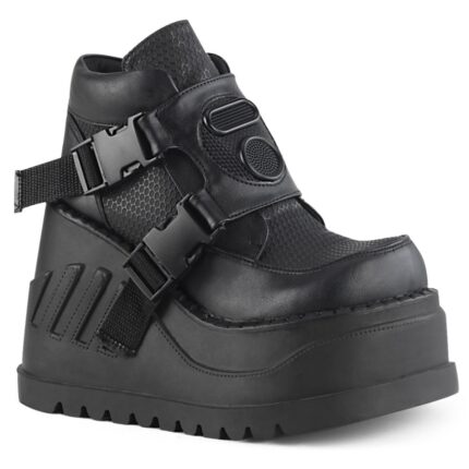 Demonia Colombia Black Vegan Leather Stomp-15