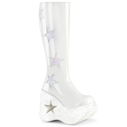 Demonia Colombia White Patent-White Multi Glitter Dynamite-218