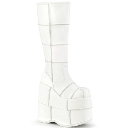 Demonia Colombia White Vegan Leather Stack-301