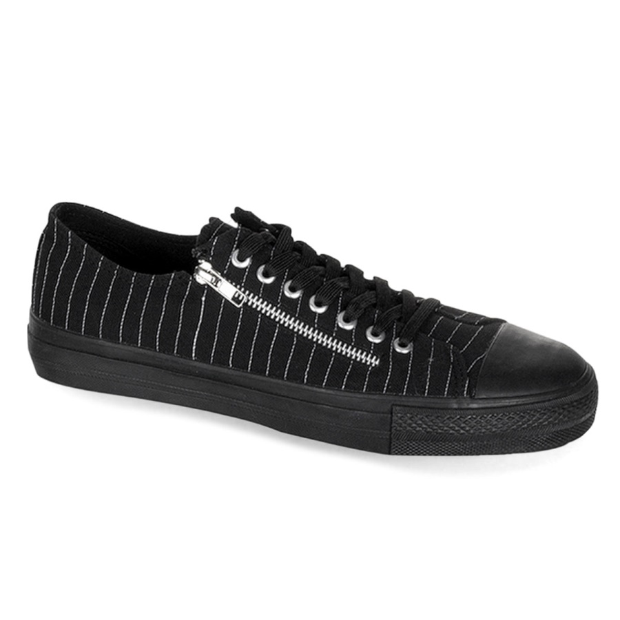 deviant_06_zapatos_demonia_black_canvas_white_pinstripes.jpg Deviant-06 Zapatos Demonia Black Canvas-White Pinstripes - Image 1