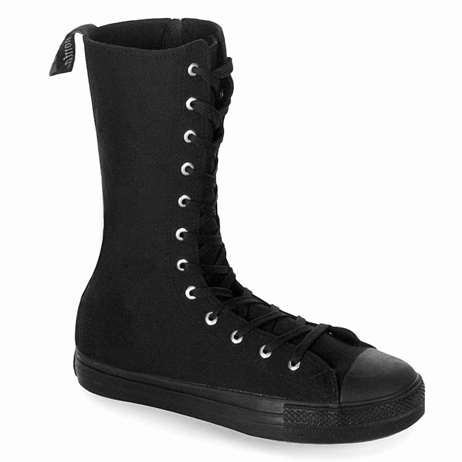 deviant_201_black_canvas_zapatos_demonia.jpg Deviant-201 Black Canvas Zapatos Demonia - Image 1