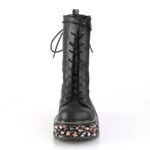 Emily-350 Black Vegan Leather-Floral Fabric Demonia Colombia - Image 3