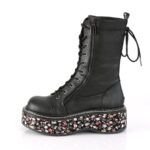 Emily-350 Black Vegan Leather-Floral Fabric Demonia Colombia - Image 4