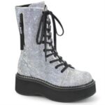 Emily-362 Silver Vegan Leather-Rhinstone Zapatos Demonia - Image 6