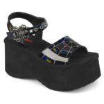 Funn-10 Black Holo Patent Zapatos Demonia