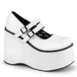 Kera-08 White Vegan Leather Zapatos Demonia