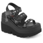 Shaker-13 Zapatos Demonia Black Vegan Leather - Image 3