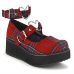 Sprite-02 Zapatos Demonia Red Plaid Fabric - Image 6