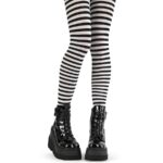 Striped Pantyhose Black&White Nylon Zapatos Demonia - Image 2