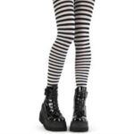 Striped Pantyhose Black&White Nylon Zapatos Demonia - Image 3