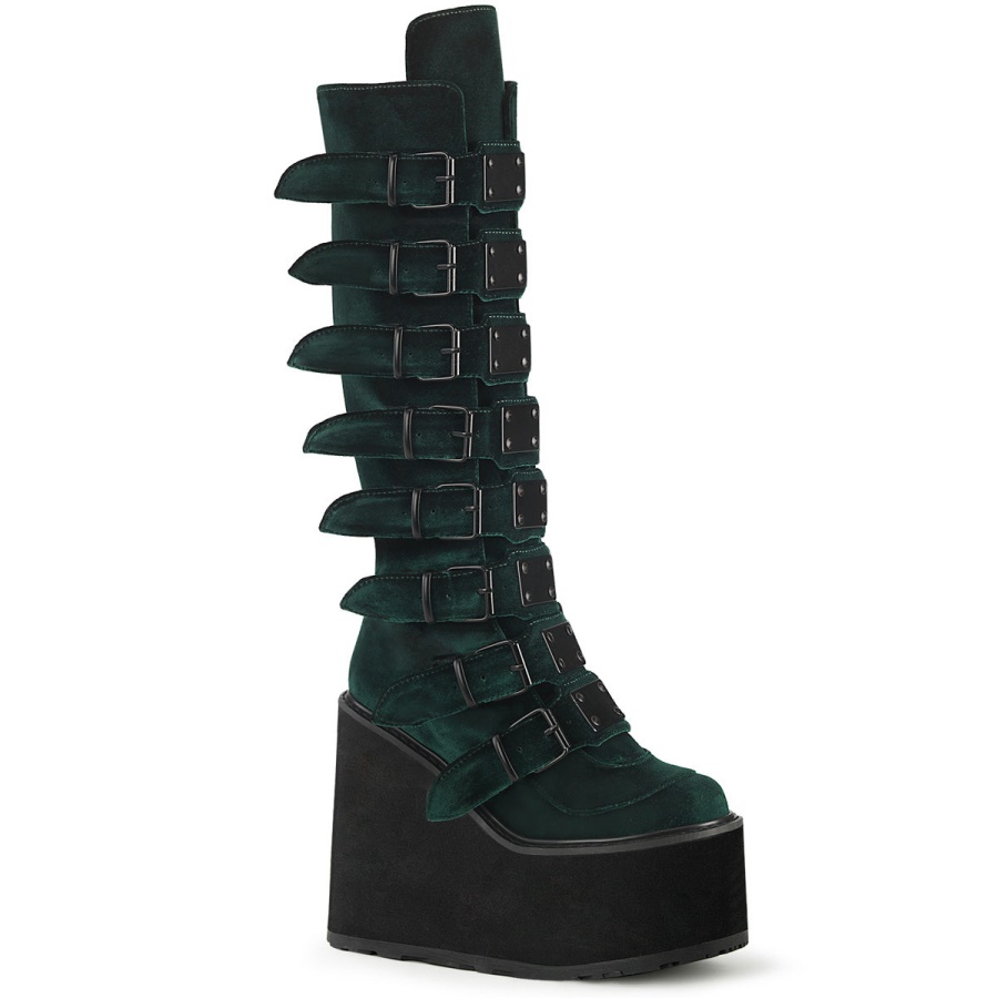 swing_815_emerald_velvet_zapatos_demonia.jpg Swing-815 Emerald Velvet Zapatos Demonia - Image 1