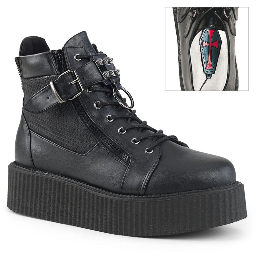 v_creeper_566_zapatos_demonia_black_vegan_leather.jpg V-Creeper-566 Zapatos Demonia Black Vegan Leather - Image 1