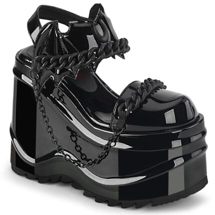 Wave-20 Black Patent Zapatos Demonia