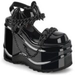 Wave-20 Black Patent Zapatos Demonia - Image 6