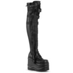 Wave-315 Black Stretch Vegan Leather Zapatos Demonia - Image 3