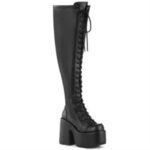 Zapatos Demonia Black Stretch Vegan Leather Camel-300Wc - Image 3
