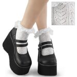 Zapatos Demonia White Nylon&Spandex Heart Net Ruffle Sock - Image 2