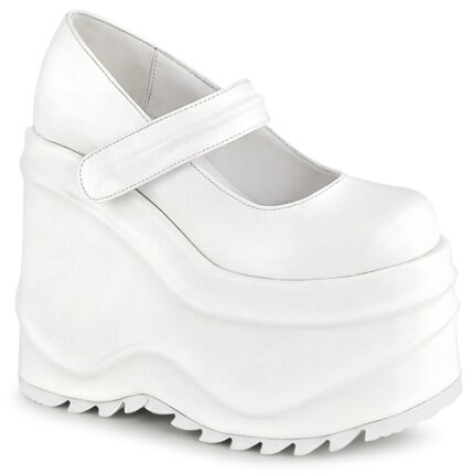 Zapatos Demonia White Vegan Leather Wave-32